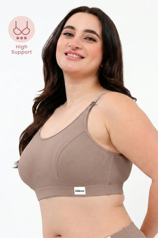 Riva Fine-Rib Cotton Feeding Bra - Dark Skin