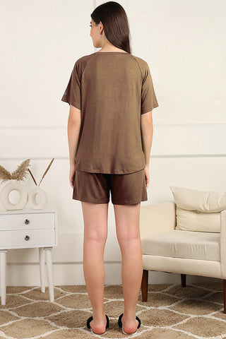 Mocha Maternity Nursing Top & Shorts Set