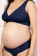 Navy Feeding Bra; pads are U-shaped to fit breast curve for optimal modesty.