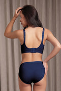 Navy Modal Bra: wire-free, seamless design for gentle skin comfort.