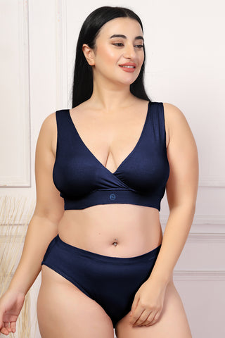 247 Modal Pack of 3 Padded Maternity Feeding Bra (Navy, Dark Skin, Plumwine)