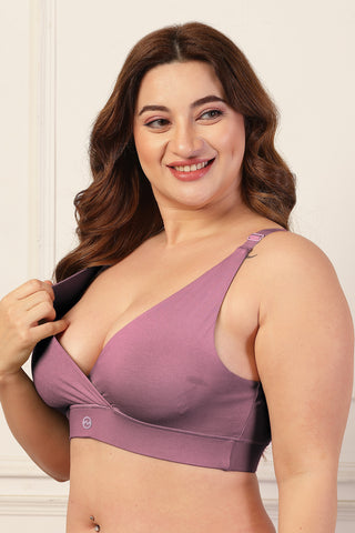 247 Extra Support Cotton Feeding Bra with Adjuster - Lilac