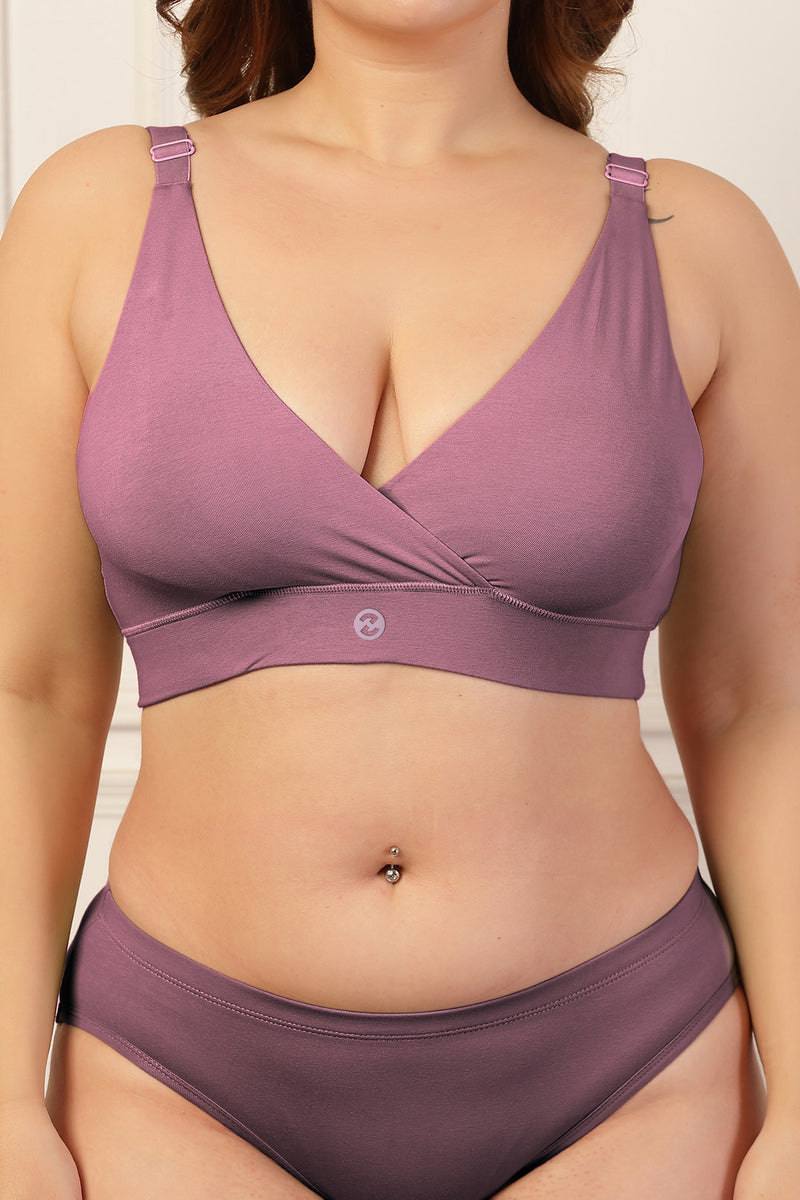 247 Extra Support Cotton Feeding Bra with Adjuster - Lilac