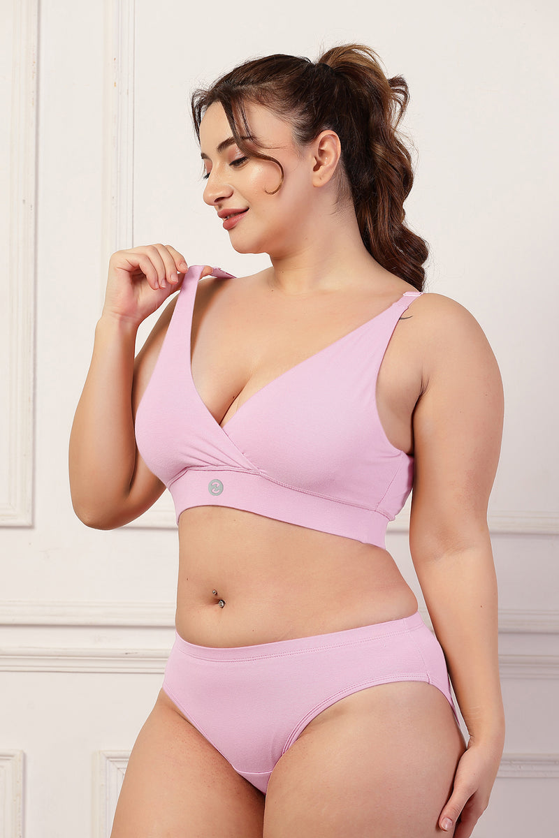 247 Extra Support Cotton Feeding Bra with Adjuster - Pink