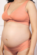Peach Padded Bra detail; fabric density ensures the garment is non-transparent.