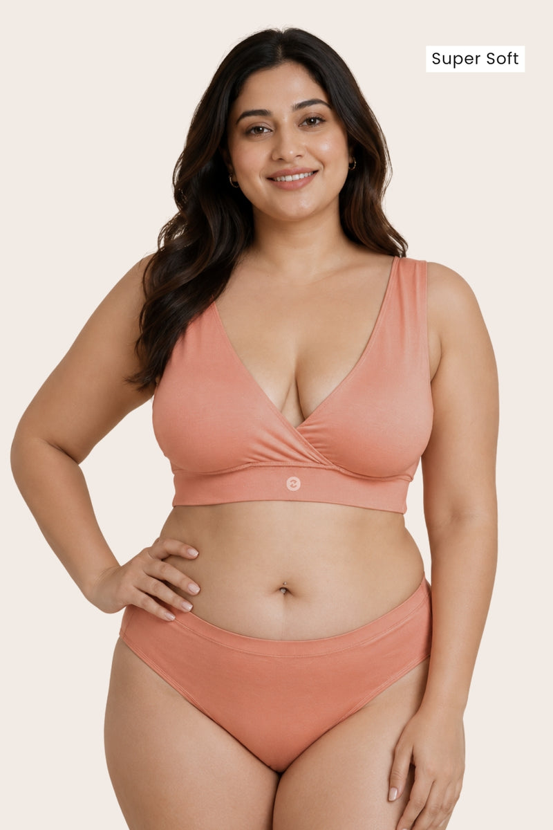 247 (Upgraded) Coral Modal Padded Maternity Feeding Bra