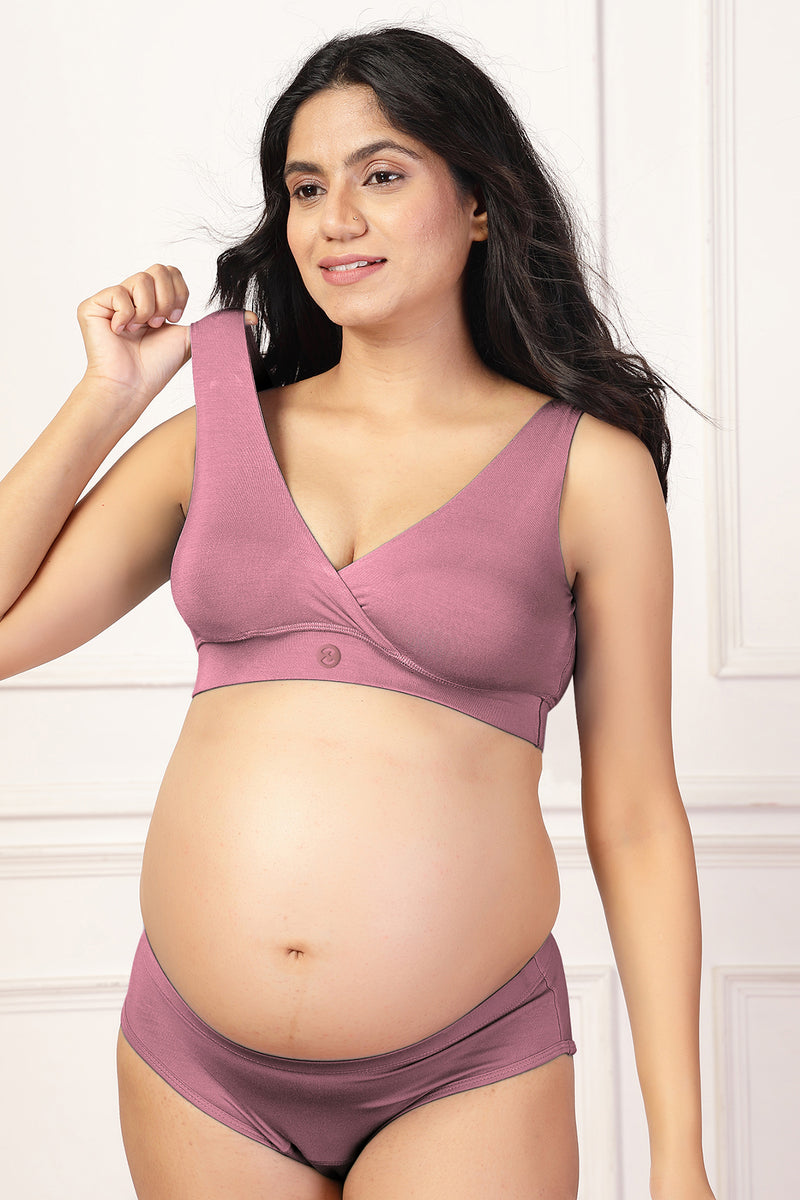 247 (Upgraded) Plumwine Modal Padded Maternity Feeding Bra