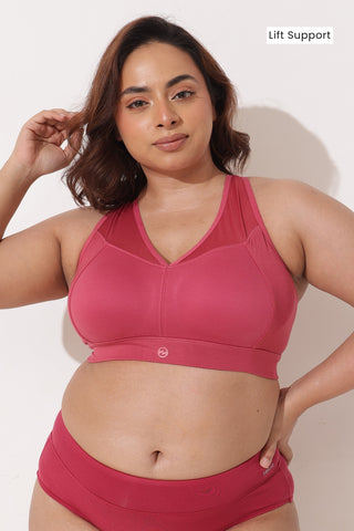 Sculpt & Lift Powermesh Bra - Red