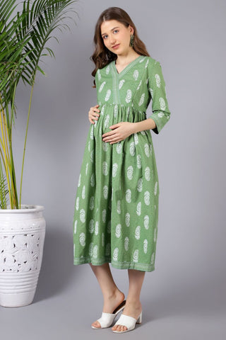 Green Mama Glow Maternity Dress