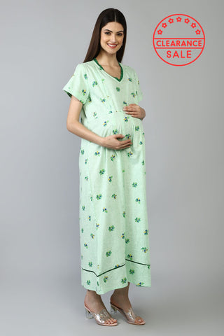 Light Green Floral Maternity Maxi