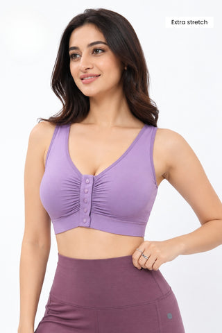 Ruched Modal Front-Open Bra - Lavender