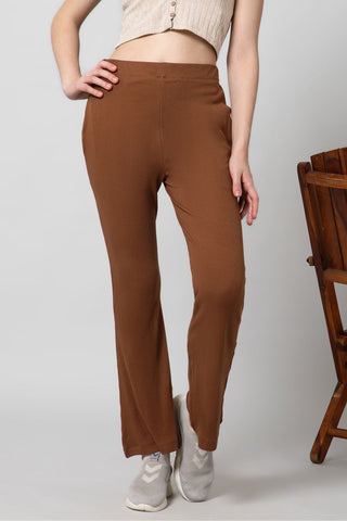 Caramel Ribbed Pregnancy & Maternity Lounge Pants with Pockets