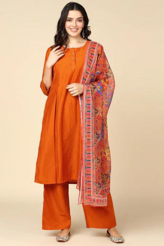 Orange Maternity Suit Set with Dupatta