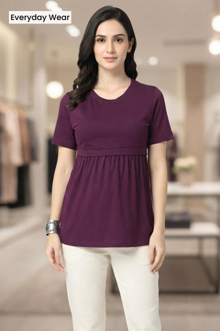 Plum Maternity Zipless Feeding Gathered Top