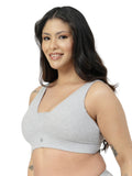 SecureFit Cotton Fixed-Pad Bra - Grey Melange