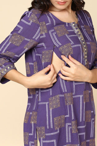 Purple Maternity Top with Pocket