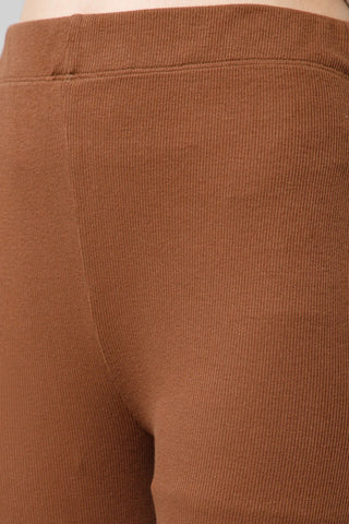 Caramel Ribbed Lounge Pants with Pockets