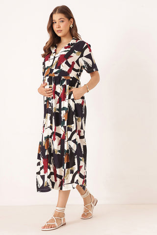 Floral Printed Zipless Feeding Dress - Multi