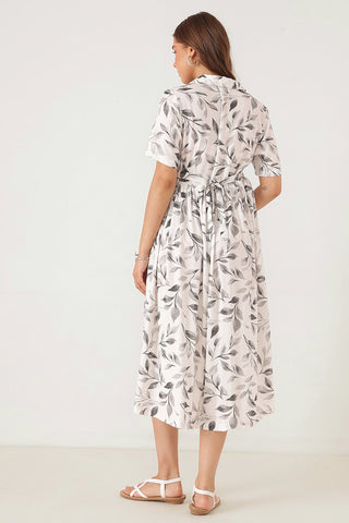 Floral Printed White Zipless Feeding Dress
