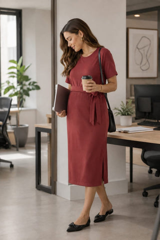 Mario Rib Zipless Feeding Dress - Maroon