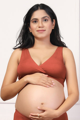 Rust Padded Bra back; adjustable straps prevent slippage and secure the fit.