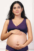 Plum Padded Bra back; wide supportive straps reduce shoulder tension and pressure.
