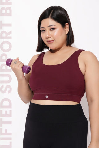 Sculpt & Lift Cotton Sports Bra - Wine