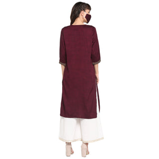 Maroon Two Tone Embellished Feeding Kurti