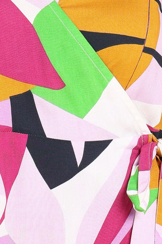 Practical Rayon Feeding Dress with Pockets - Abstract Tropical Petal-Shaped Rayon Maternity Dress