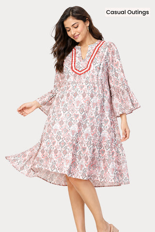 Blush Breeze Ikat Maternity TierDress
