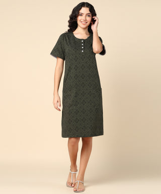 Forest Green Zipless Feeding Dress