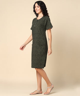 Forest Green Zipless Feeding Dress