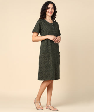 Forest Green Zipless Feeding Dress