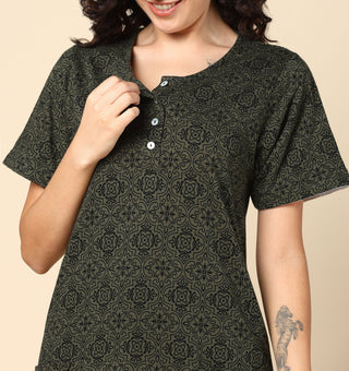 Elegant Green Look of Forest Green Zipless Feeding Dress - Perfect for Any Occasi...