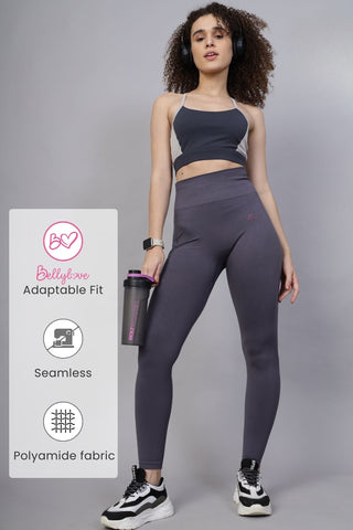Seamless High Waisted Tummy Compression Floral Jacquard Brown Postpartum Legging