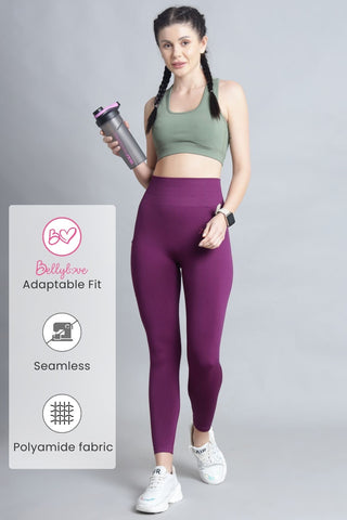 Seamless High Waisted Tummy Compression Floral Jacquard Brown Postpartum Legging