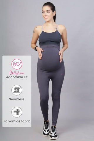 Seamless Adaptable Bump Support Grey Maternity Leggings