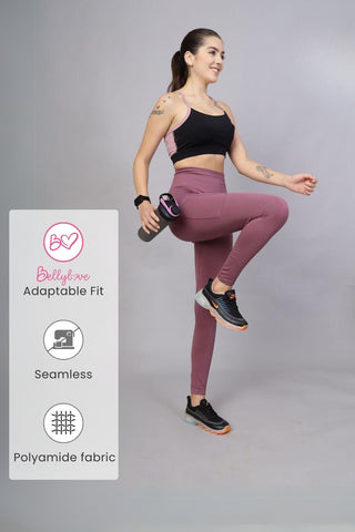 Seamless High Waisted Tummy Compression Floral Jacquard Brown Postpartum Legging
