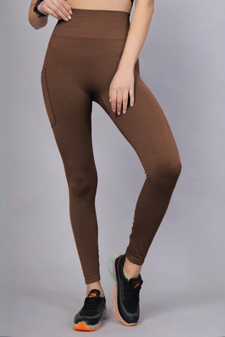 Brown Postpartum Legging; provides abdominal support for muscle separation.