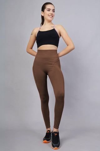 Brown Legging; core compression design offers support for light activity.