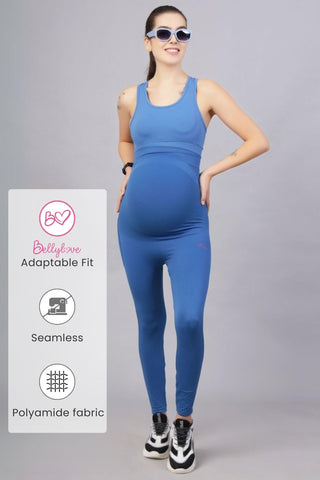 Seamless Adaptable Bump Support Federal Blue Maternity Leggings