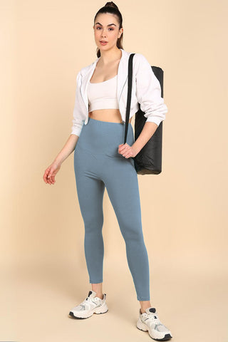 247 Zactive™ M-Blue Zipless Maternity Top & Legging Set