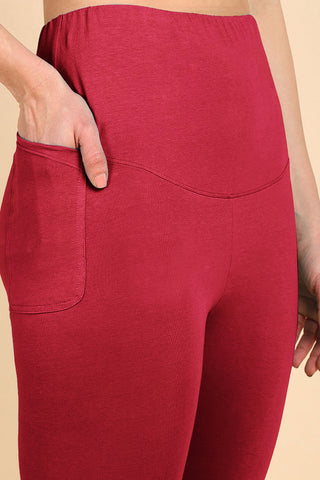247 Zactive™ Deep Red High Waist Leggings (Pregnancy & Postpartum)