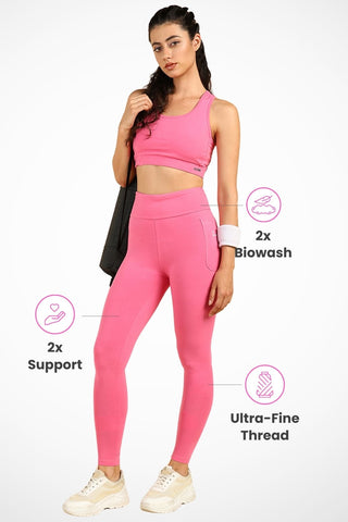 Pink Legging; dense fabric provides full coverage and zero show-through.