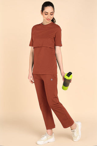 Rust Top; cotton-feel material is soft on skin and lightweight.