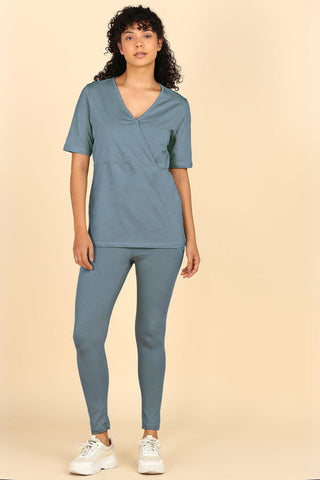 247 Zactive™ M-Blue Zipless Maternity Top & Legging Set