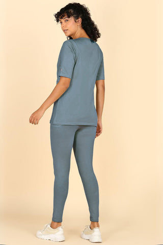 247 Zactive™ M-Blue Zipless Maternity Top & Legging Set