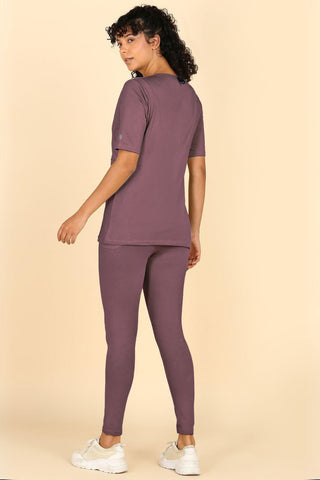 247 Zactive Deep Woodrose Zipless Maternity Feeding Top - Front view showing breathable fabric and practical nursing