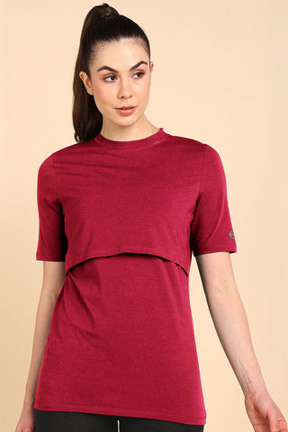 247 Deep Red Zipless Maternity Top & Trouser Set