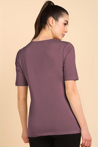 247 Zactive™ Deep Woodrose Zipless Maternity Feeding Top - Back view showing adjustable waist and seamless finish for